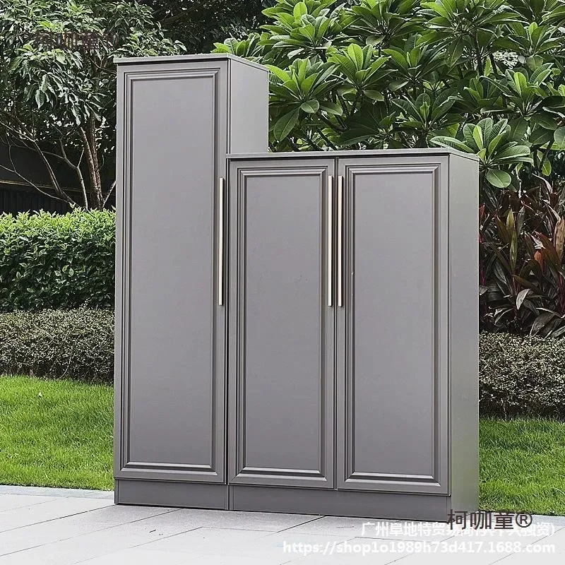 All Aluminum Outdoor Balcony Sun and Rain Protection Open Air Storage Tool Cabinet for Courtyard Garden Cleaning