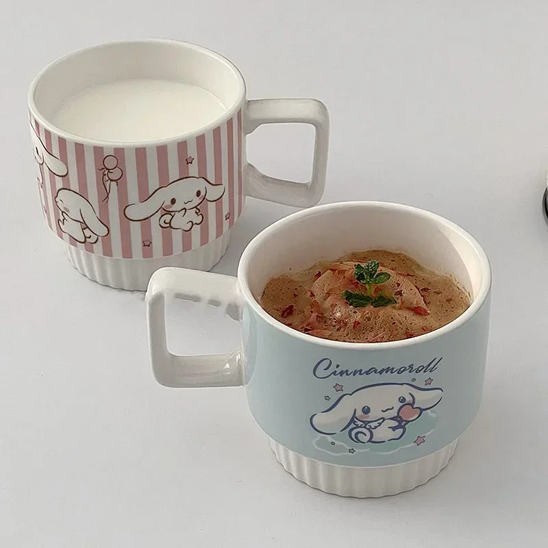 

Sanrio Kawaii Cinnamoroll Cup Ainme Cartoon Lovely Fashion Bestie Coffee Cups Student Ins Style about 350ml Ceramic Mug with Lid