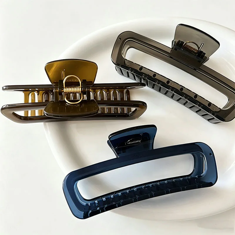 Elegante, solide, durchscheinende, rechteckige Haarklammer für Frauen und Mädchen, süße Haarspange, einfache Haarklammer, modische Haaraccessoires – Detail 3