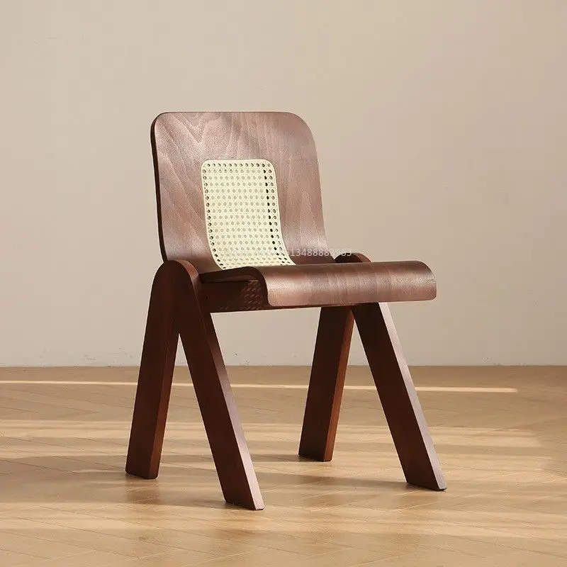 HOT French Style, Light Luxury, Chair, Solid Wood, Backrest, Dining Chair, Rattan, Home, Bedroom, Living Room, Stool