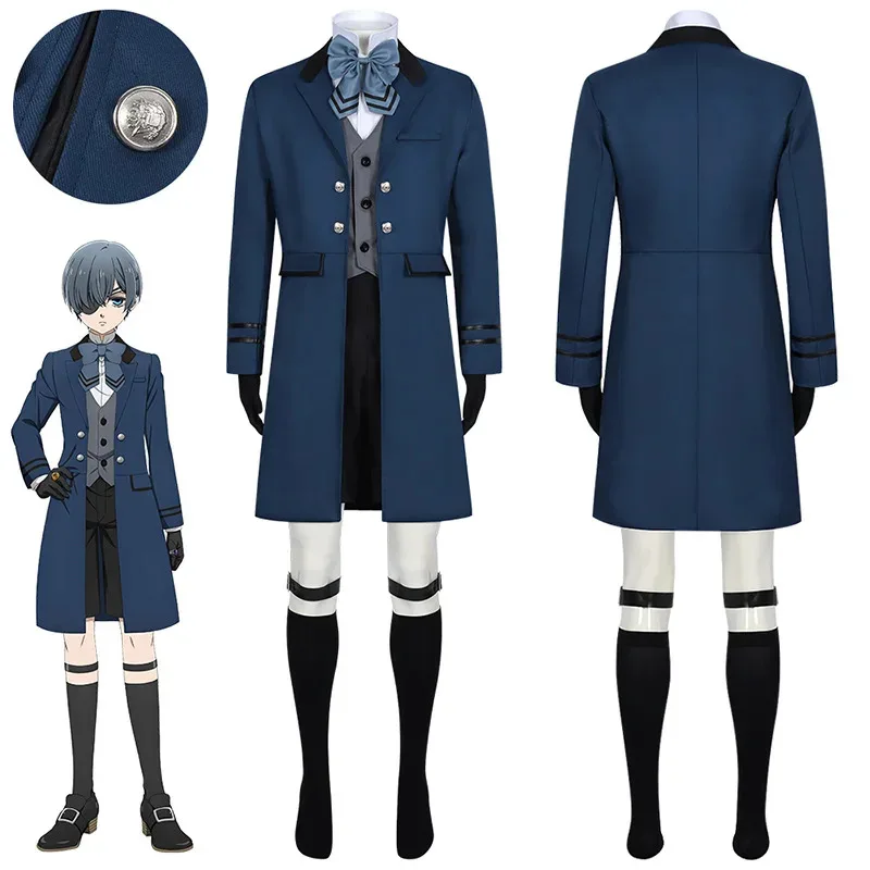 

Костюм для косплея Ciel Phantomhive, комплект униформы Ciel для косплея, костюмы Sieglinde Sullivan, куртка, жилет, брюки, костюм для вечеринки, шоу