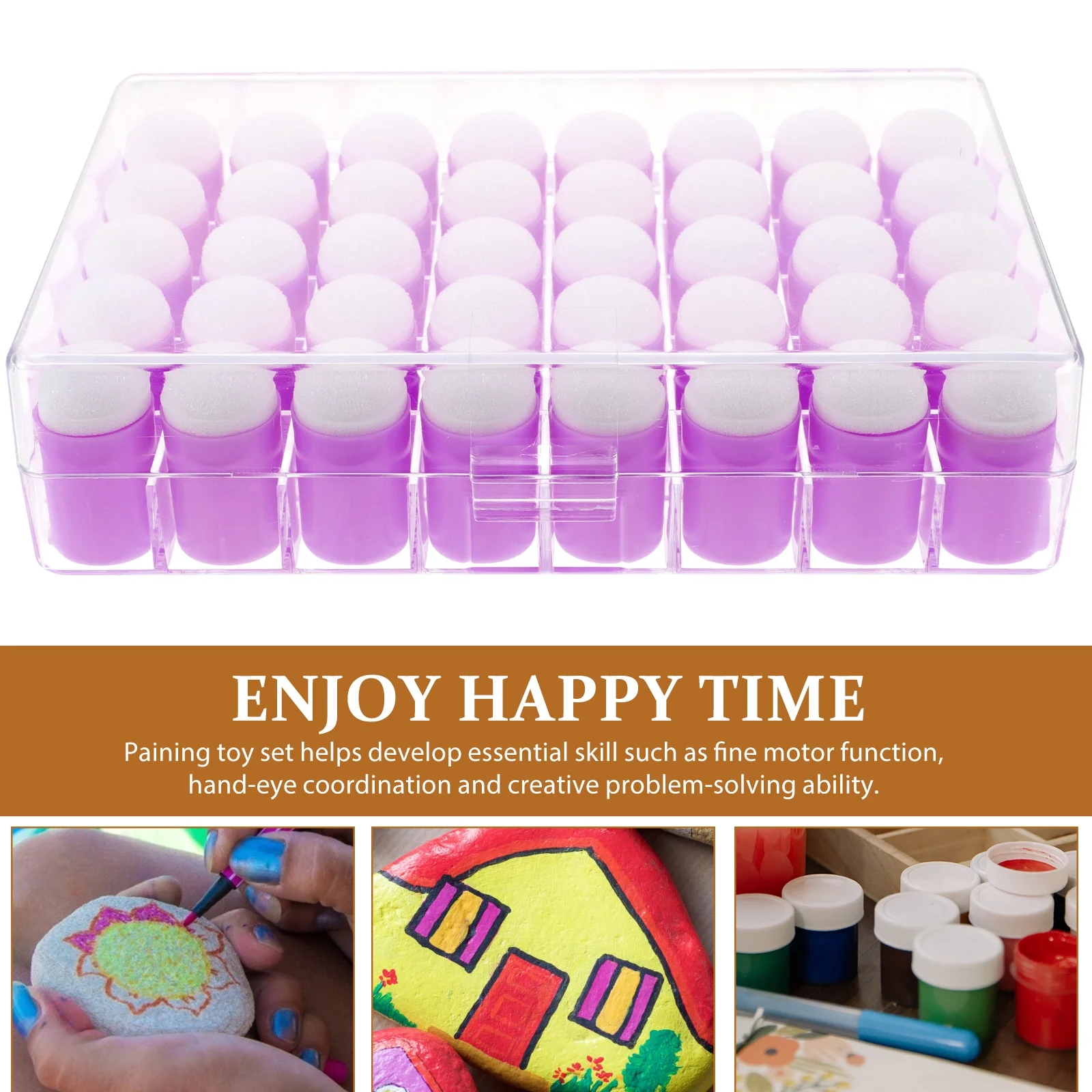 40 Pcs Kids Toy Sponge Finger Cot Stamp Daubers Draw Drawing Paint Purple Painting Cots Child