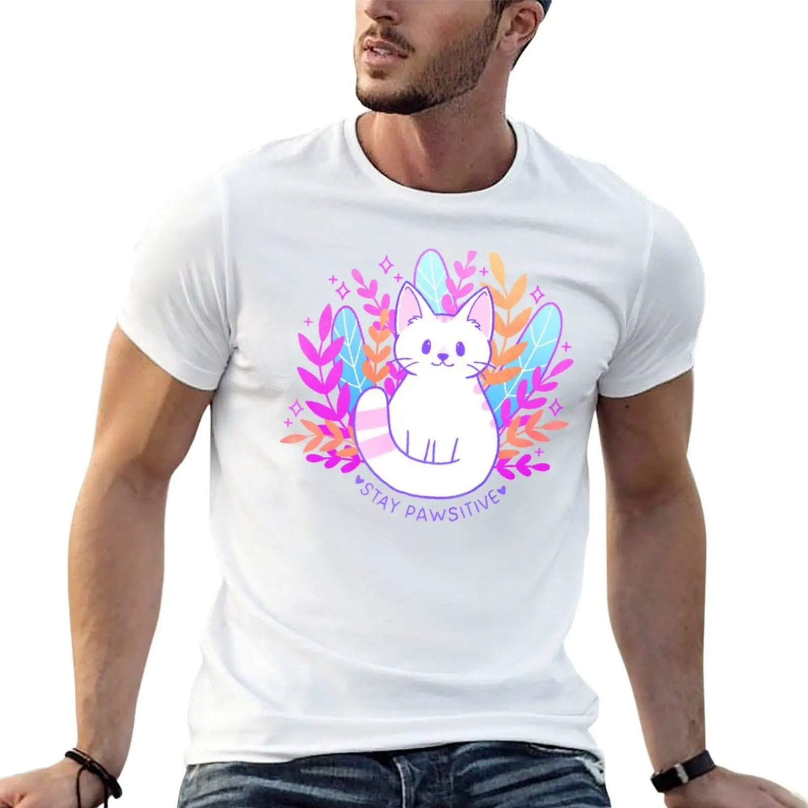 Pawsitive Cat | Nikury T-Shirt man t shirt designer man t shirts for men printed t shirts for man T-shirt
