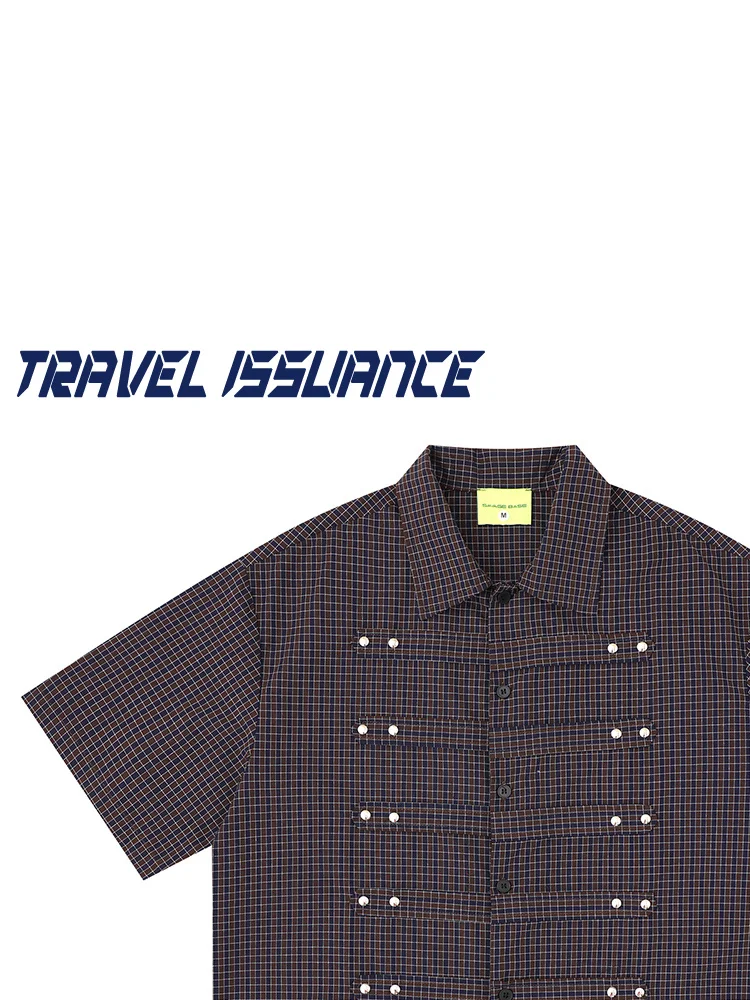 

Travel Issuance Plaid Short Sleeve Loose Shirt Unisex Casual Style Breathable Cotton Youth Fashion Summer Shirt for Men And W...