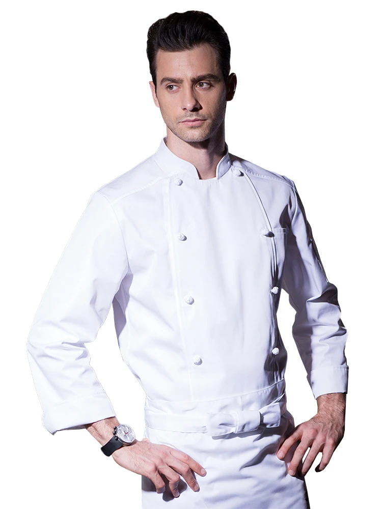 Veste de Chef à manches longues, uniforme de cuisine de Restaurant, hôtel, vêtements unisexes, salopette de serveur pour hommes