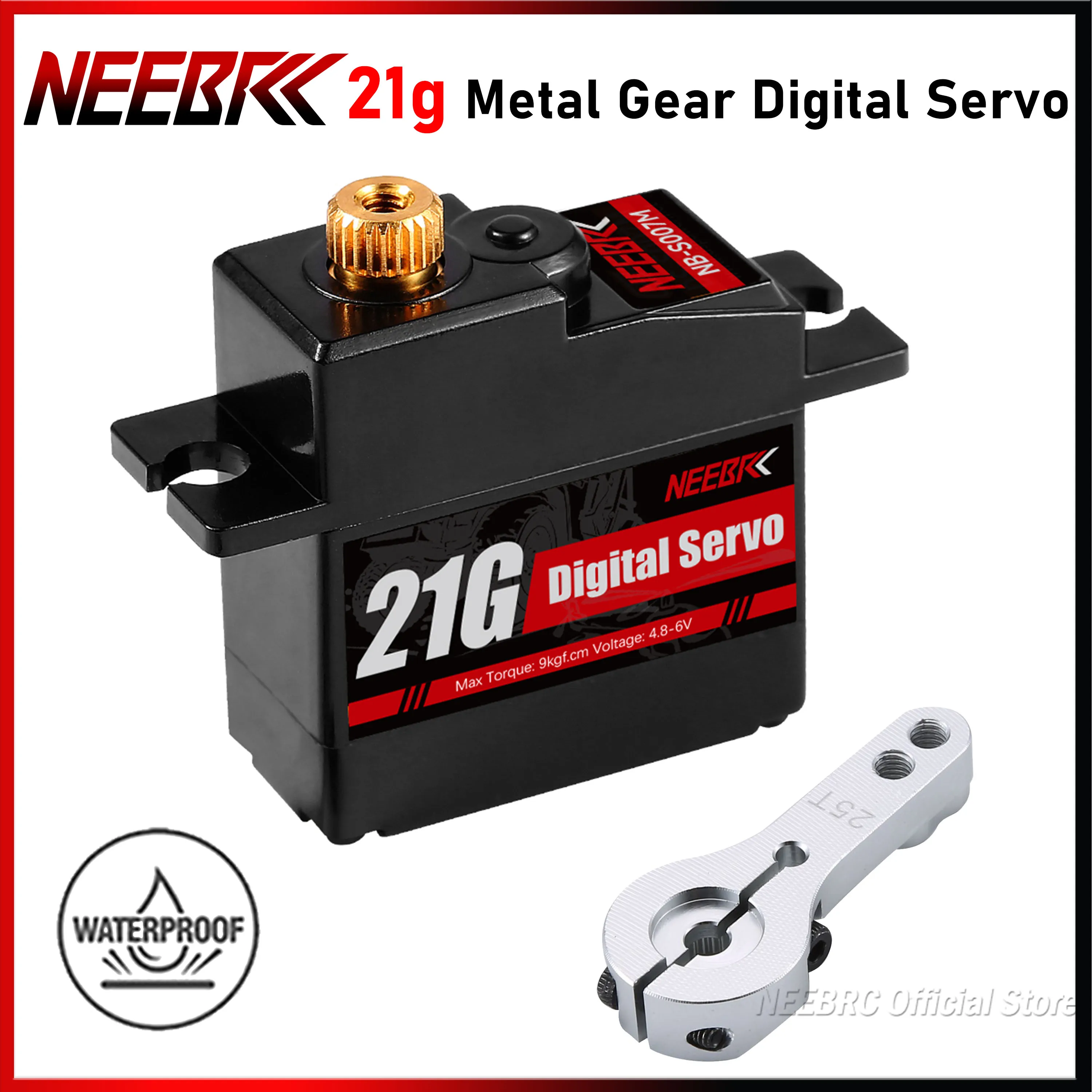 

NEEBRC 21g Digital Servo Metal Gear Motor Waterproof for 1:18 1:16 Micro RC Car HYPER GO WLTOYS 144001 Truck Plane Boat Robot