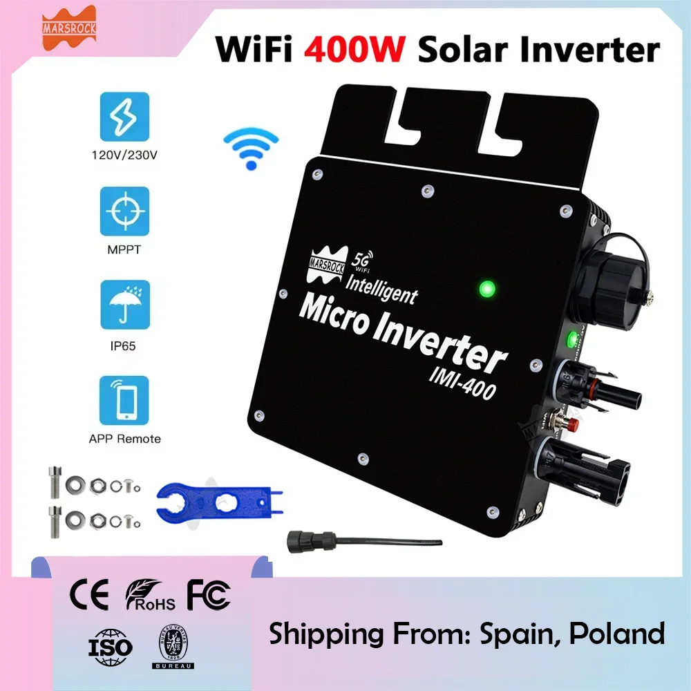 400Watt Solar Grid Tie Inverter MPPT IP65 Build in WIFI Solar PV Converter 18-52VDC To 230VAC Easy to Install For Solar Panel