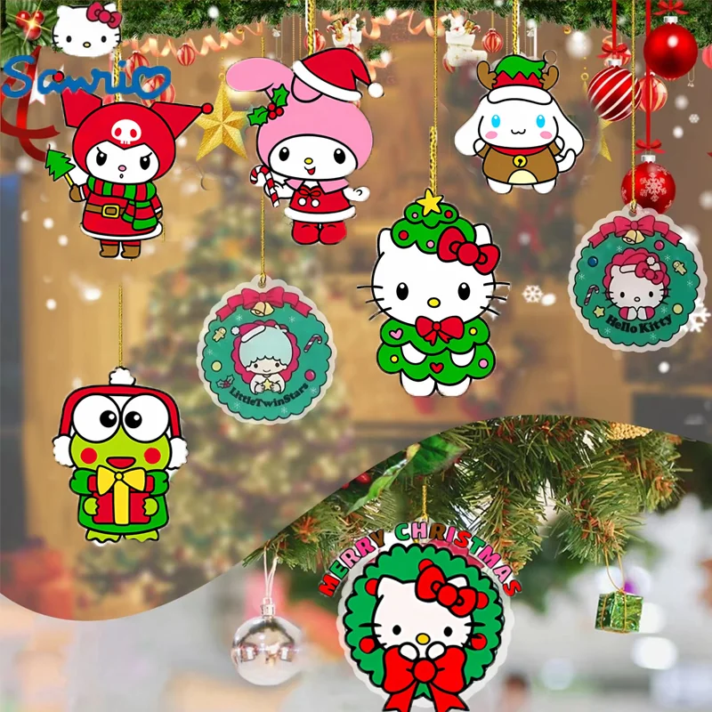 

Sanrio Hello Kitty Christmas Decoration New Kuromi My Melody Flat Cute Christmas Tree Decoration Set Car Decoration Pendant Gift