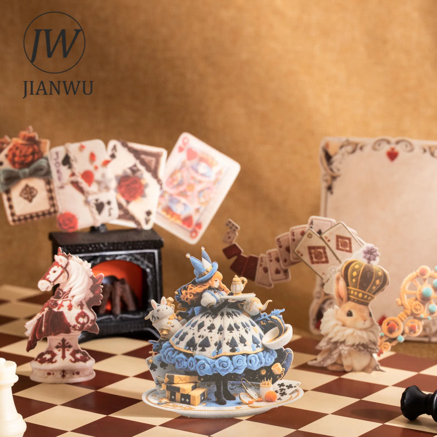 JIANWU Vintage Simulation Fuzzy Alice Flower Border Landscape Material Collage Scrapbooking Sticker Creative Journal Stationery
