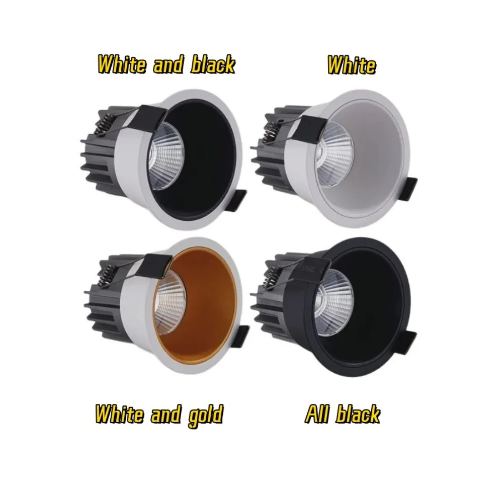 Dali Dimbaar Verzonken Anti-Glare Cob Spotlights Led Downlight 7W 12W 15W Smalle Bezel Plafondlamp Ac 220V Binnenverlichting