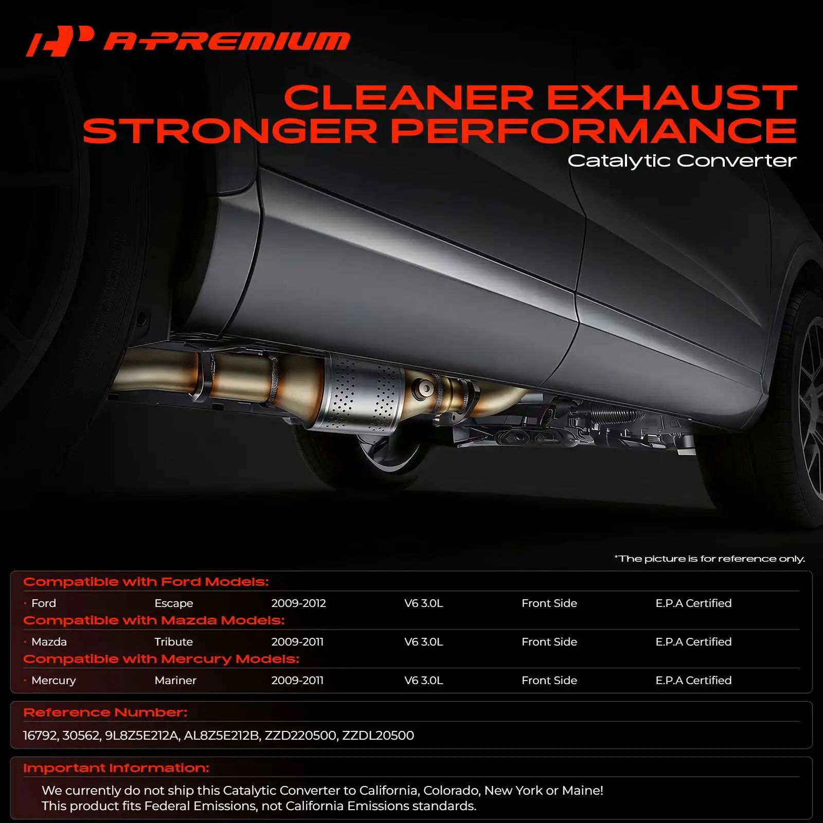 A-Premium Front Catalytic Converter for Ford Escape 2009-2012 Mazda Tribute 2009-2011 Mercury Mariner 2009-2011