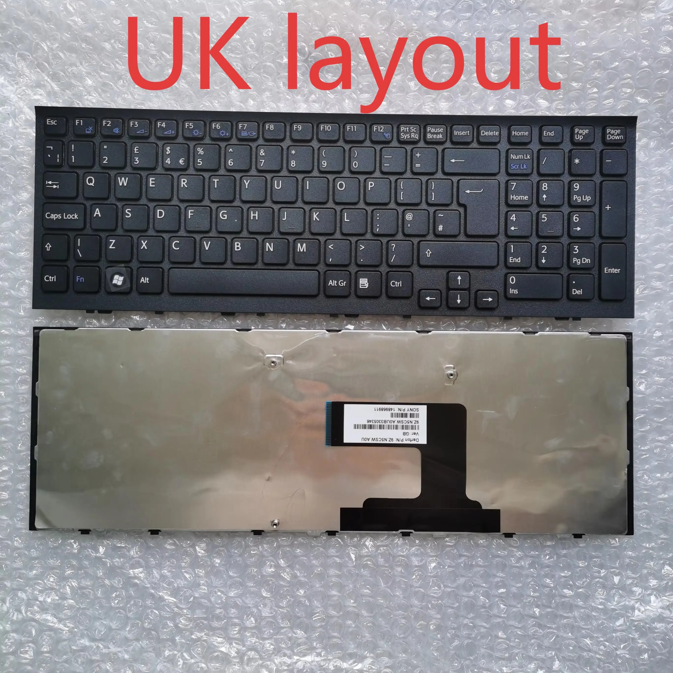 XIN for Sony Vaio VPC EL VPCEL Laptop Keyboard Black with Frame UK