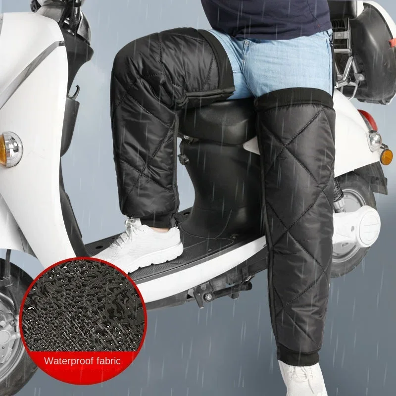 Motorcycle Windproof and Warm Knee Pads Winter Velvet and Thickened Battery Car Cold-proof Zipper Outer Leg Pads