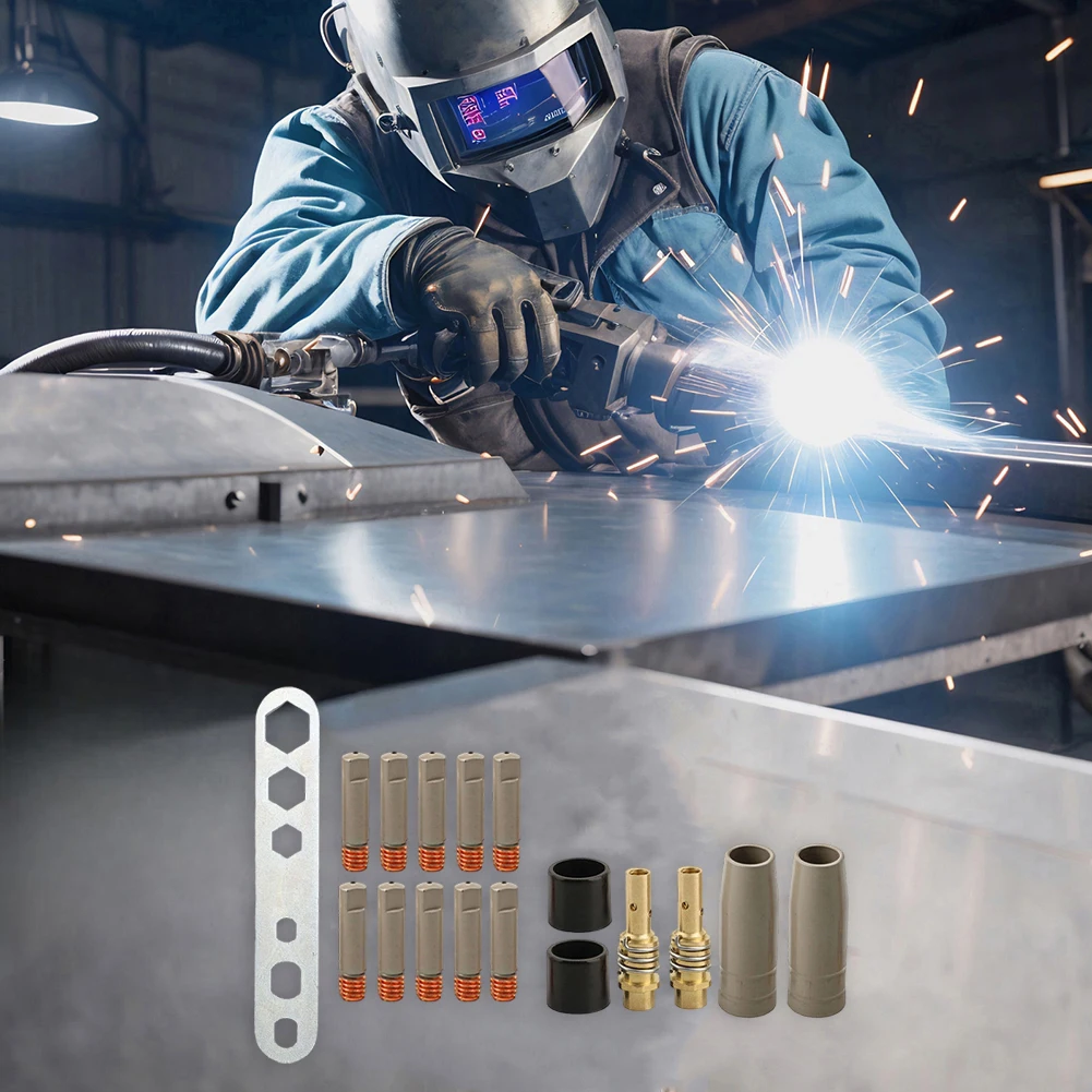 17PCS Welding Nozzle For Protection Accessories for 15AK Torch 0.6mm Tip Aperture Heat Resistant Copper Material Set