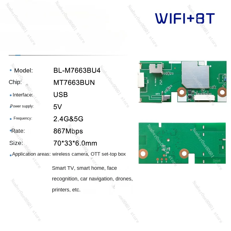 Dual-band 867M Wireless Wifi Module USB Smart TV UAV MT7663BUN Chip Bluetooth BT5.1