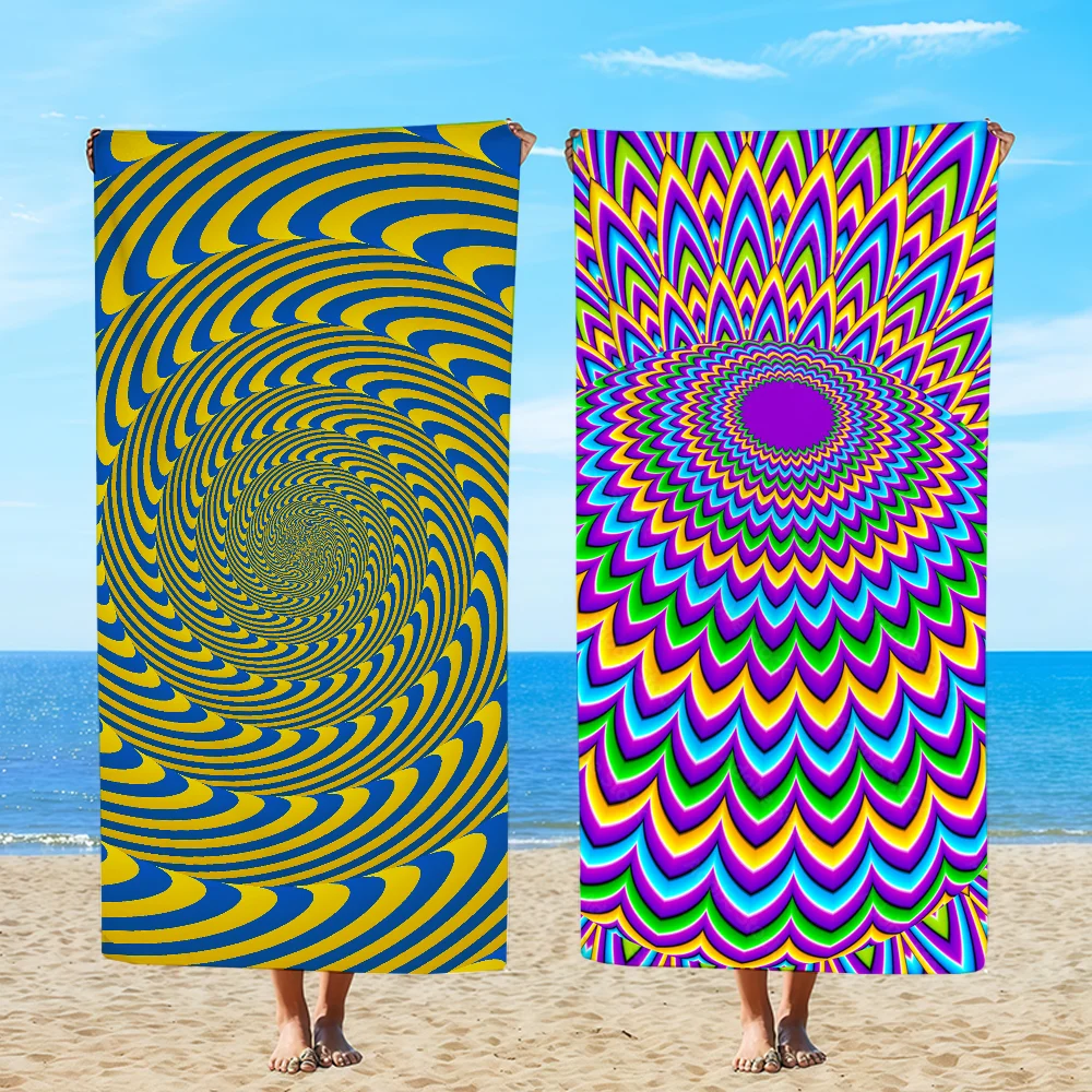 3D O-OpticalS Illusion Towel Beach Oversized Soft Ultra Absorbent Quick Drying Large Pool Travel Camping Bathroom