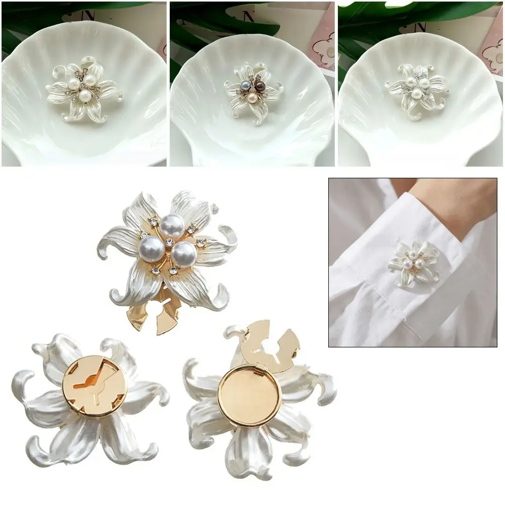 Gifts Starfish Flower Flower Cufflinks Beads Pearl Button Cover Sewing-free Cufflinks DIY Bling Cuff Links Evening Wear