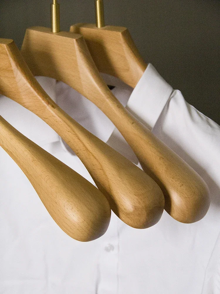 High End Beech Coat Hanger, Household German Solid Wood, Brass Hook, Clothing Store, Hotel Wood, Big Coat Hanger, 1Pc