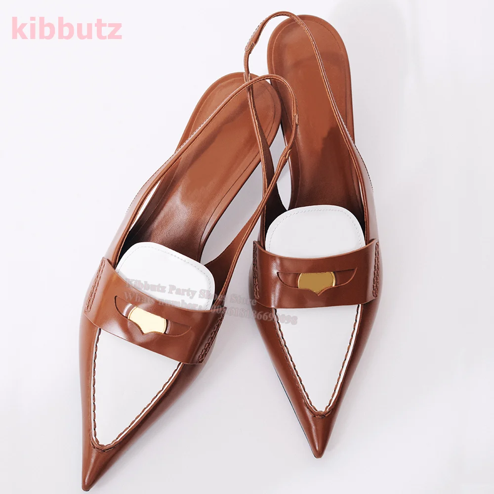 Vintage Pumps Genuine Leather Pointed Toe Kitten Heel Mixed Color Shallow Slip-On Fashion Elegant Sexy Women Shoes 2023 Newest