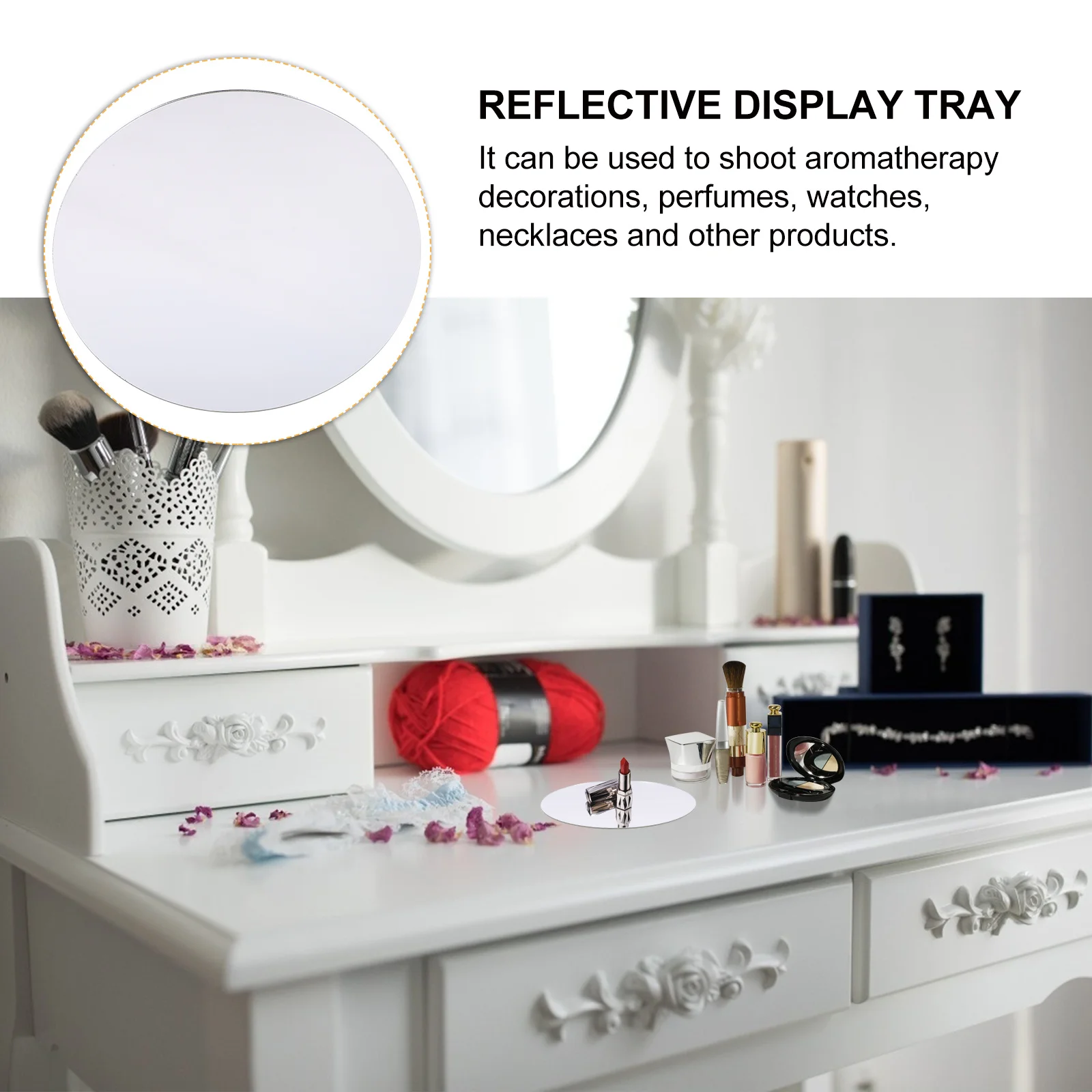 

Acrylic Mirror Tray Reflective Display Tray Aromatherapy Ornaments Photo Background Prop For Studio Photography Supplies
