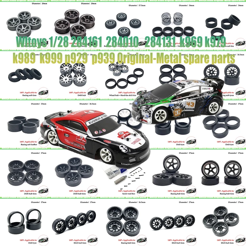 4CPS Upgrade Large Tires for HGD1 MINI-Q MINI-D MINI-Z DRZ 1/28 Wltoys 284131 K969 K979 K989 P929 RC Car Upgrade Wheels