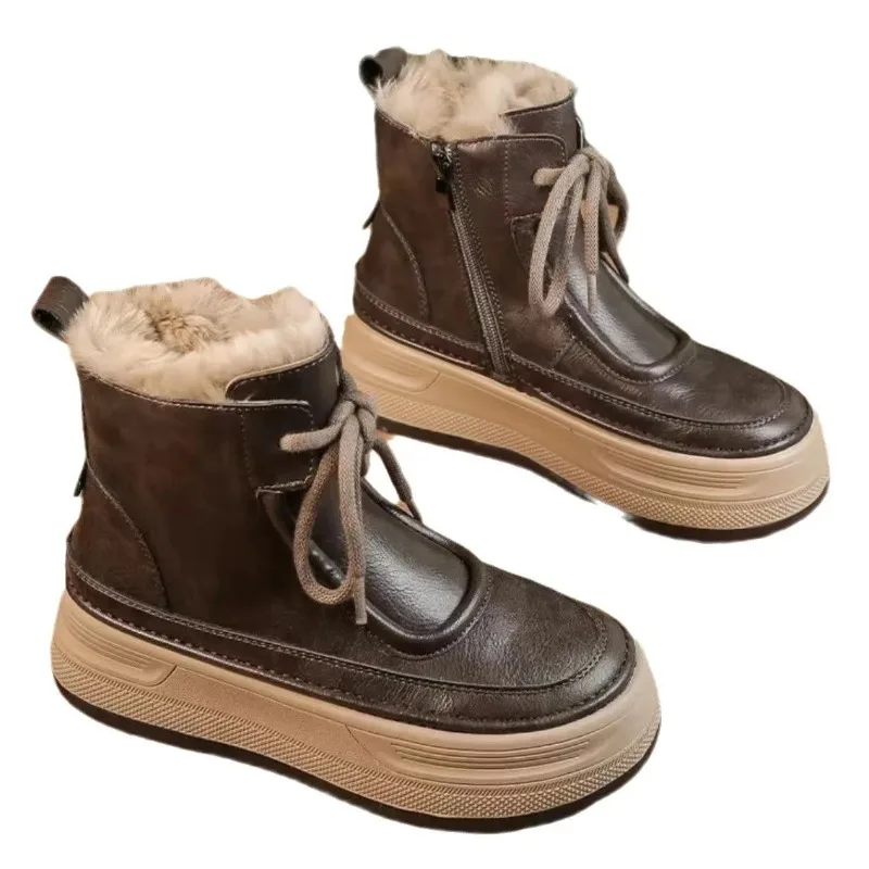 Stivali da neve con plateau per donna in inverno 2026 Nuove scarpe di cotone felpato per donna Stivali corti caldi antiscivolo impermeabili Botas Mujer
