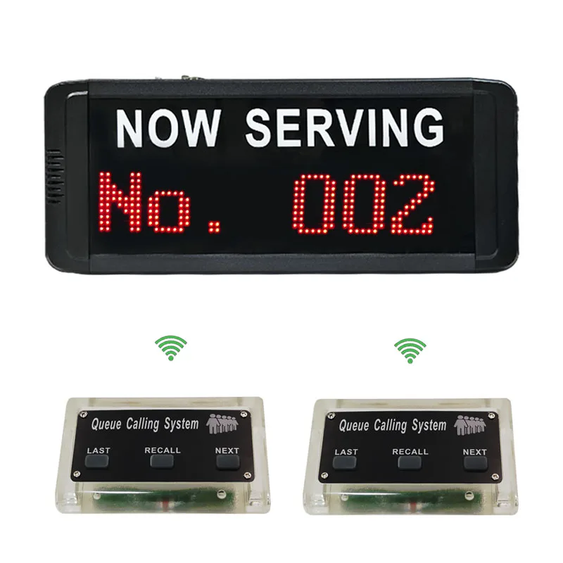 Wireless Queue Calling System, 3-Digit Wide Applicability Queue Calling System With 2 Call Button for Hotels Restaurant