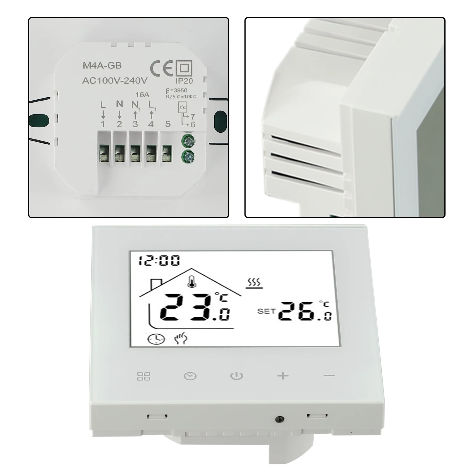 86*86mm Electric Thermostat Ambient And Floor Temperature Sensor for child Lock Thermostat Ambient And Floor Sensors