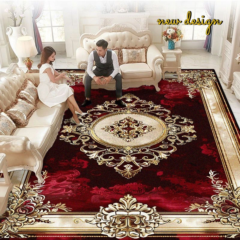 Luxury Carpets for Living Room Flannel Customizable Soft Rugs Bedroom Decor Home Alfombra Washable Plush Non-Slip Mat Fluffy Red