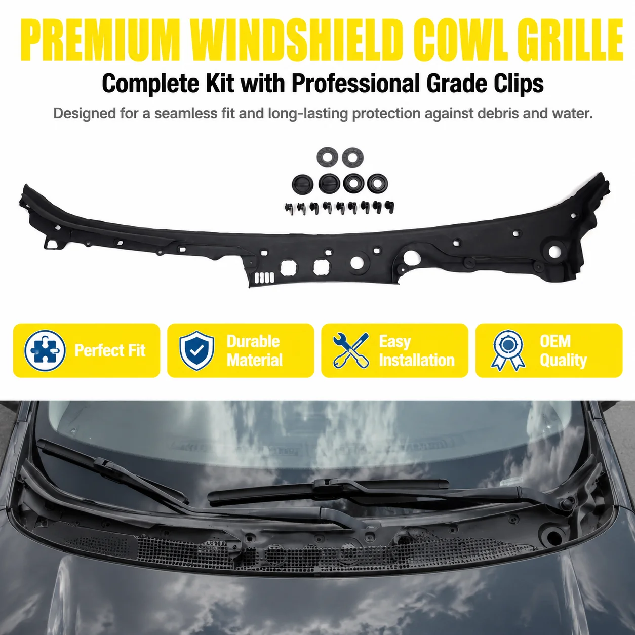 Frontscheiben-Regenwanne Wasserdicht Langlebiges ABS Für BMW 5er Serie F10 F11 F18 2011-2016 OE 51717203124