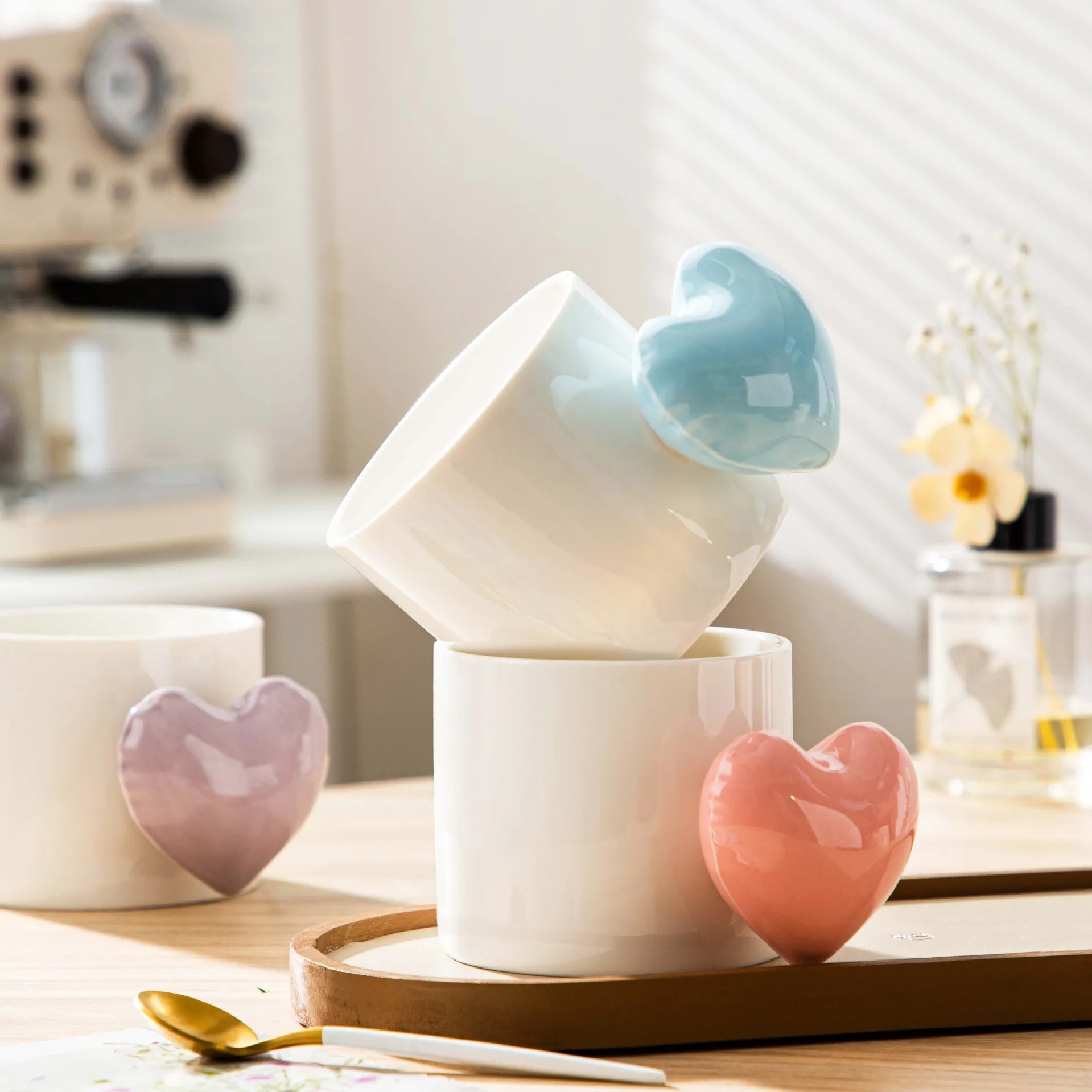 

DSA handheld ceramic high-value mug souvenir creative household couple water cup coffee cup