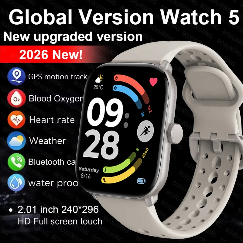 

Global Version Watch 5 Men Women Smartwatch HD AMOLED Bluetooth Call Waterproof Sports GPS Track Display Heart Rate Smart Watch