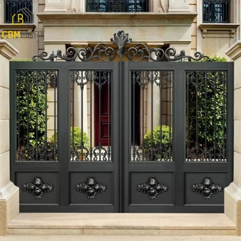 Exterior Door Villas Iron Gates Fence Privacy Gates Double Swing Gate for Home Garden