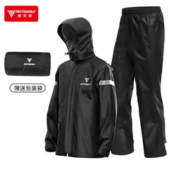 Motowolf-chubasquero para montar en motocicleta, traje impermeable dividido, pantalones de lluvia para exteriores, reflectante, equipo de lluvia para motocicleta