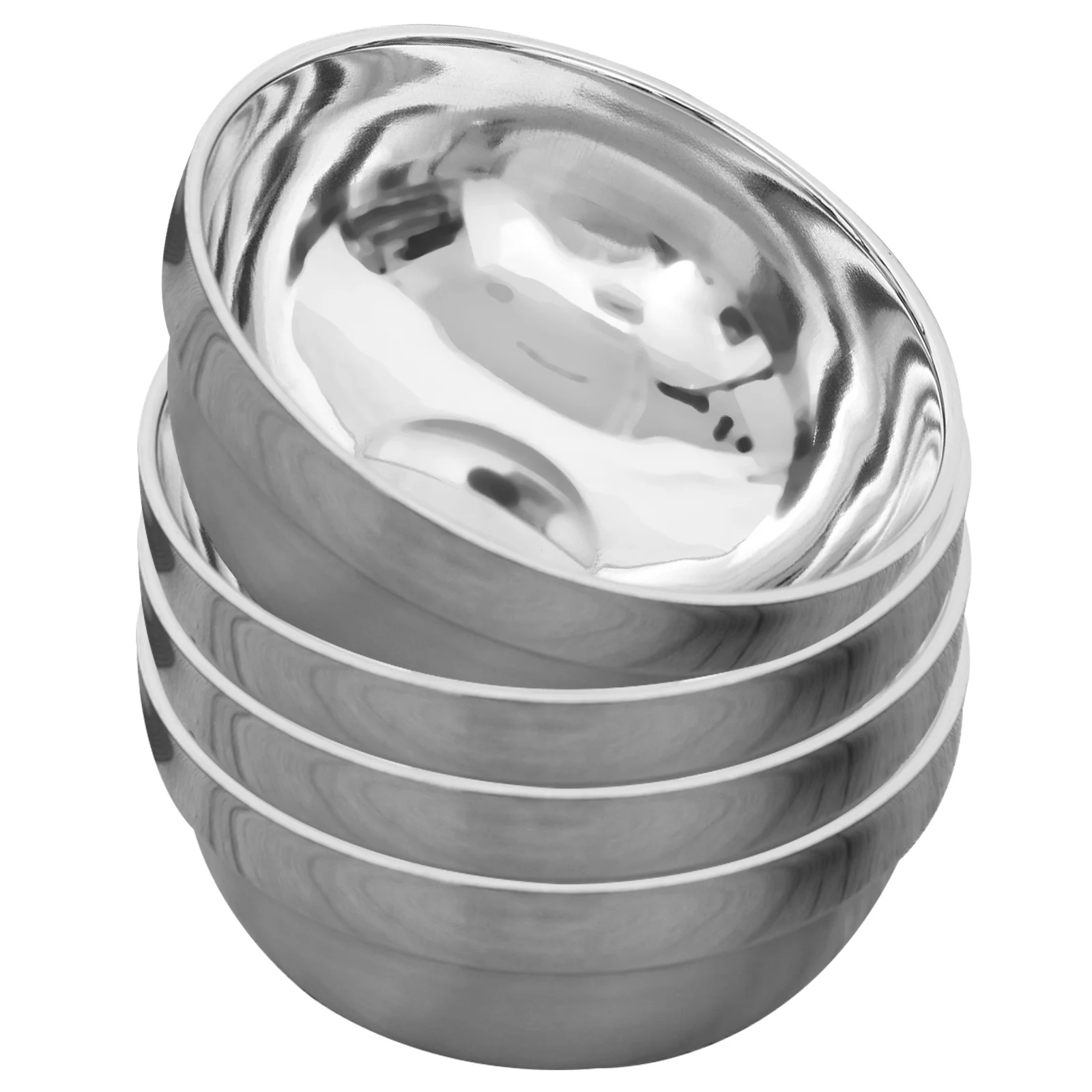 

4pcs Anti-scalding Stainless Steel Bowls Thickened Unbreakable Kids Platinum Heat Insulation Soup Rice Home Camping Kitchen Bar