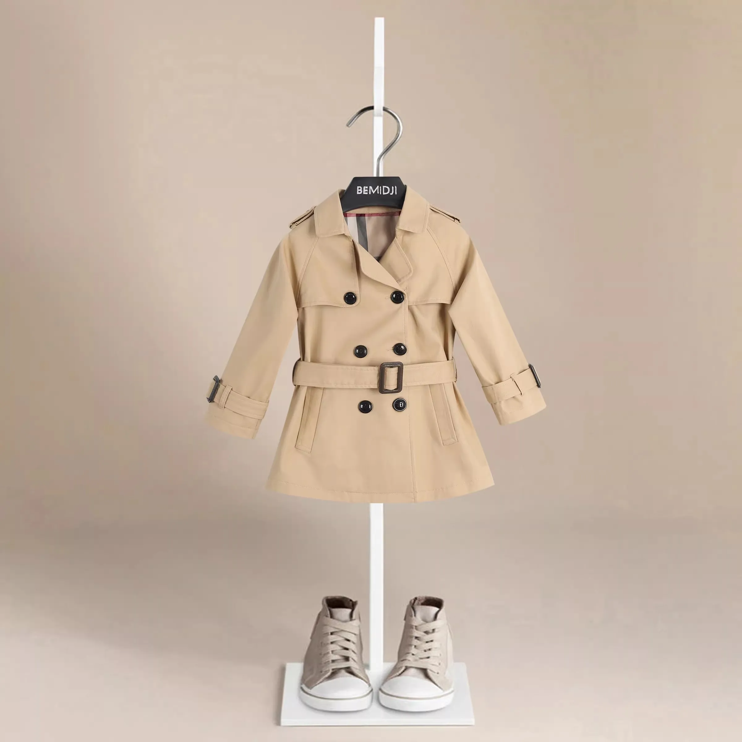 

2-7 Years Teen Boys Long Trench Coats New Fashion England Style Windbreaker Jacket For Girls Spring Autumn Children's Clothing