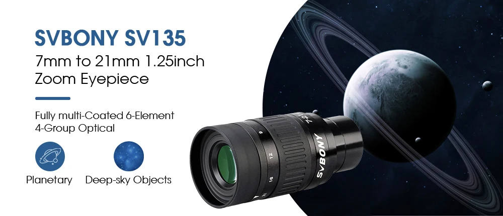 Svbony SV135 Zoom-Okular, 7–21 mm 1,25 Zoll Teleskop-Okular, 6 Elemente, 4 Gruppen Teleskop-Zubehör für astronomische Teleskope – Detail 12