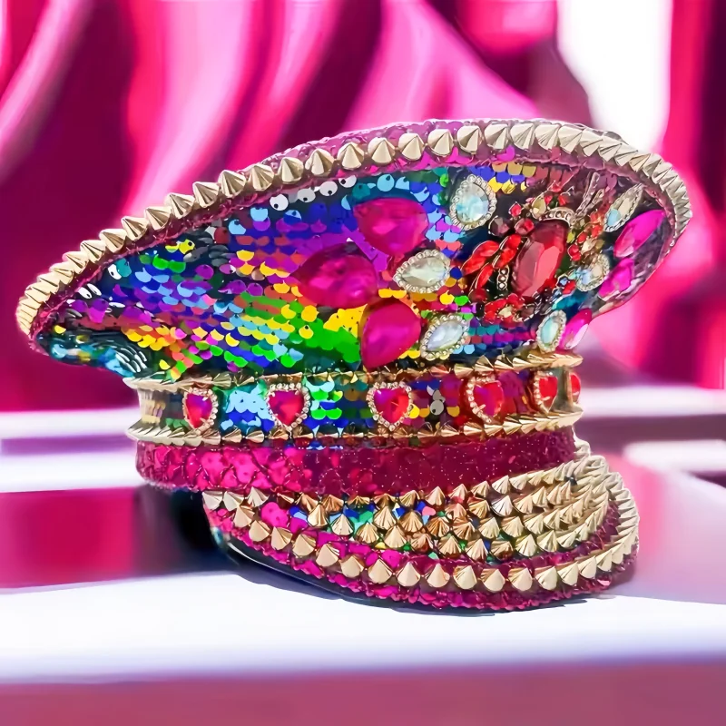 Luksusowe kapelusze kapitańskie HongLuan z dżetami na festiwal Burning Man, damski kapelusz na Halloween, kostium dla dorosłych, akcesoria do cosplay dla kobiet