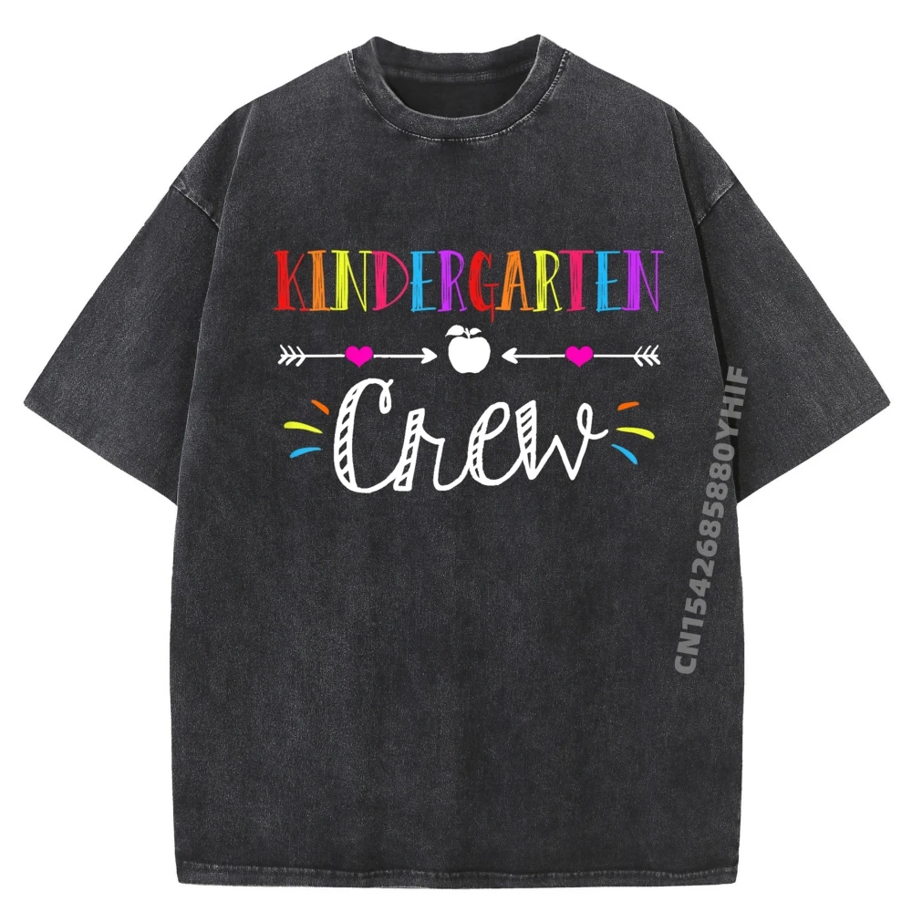 

Kindergarten Teacher Crew Funny First High Quality Mens Tops Tees Funny Printed T-shirts For Men Loose Washed Shirt Daily Wear
