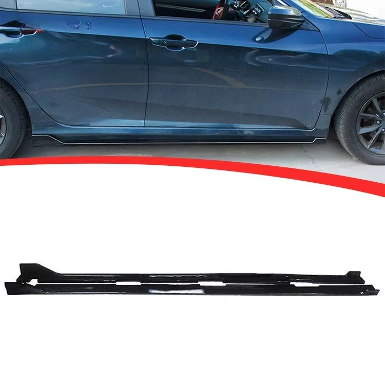 Glossy Black Side Skirts Extension  Hatchback for Civic Sedan  4DR 10th 2016-2021