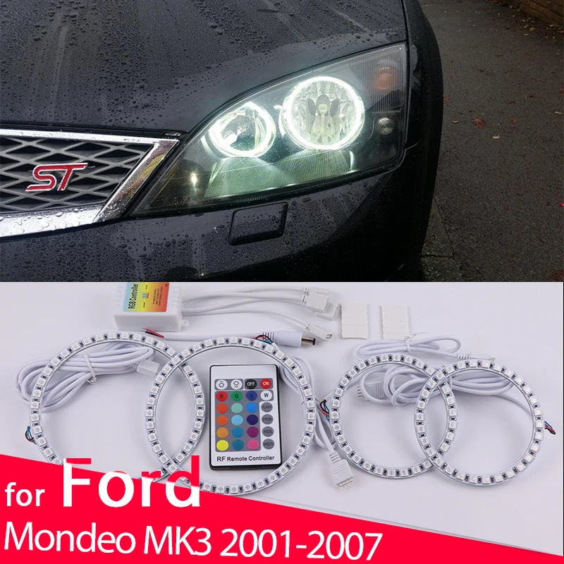 

RF Remote Control Smd RGB multi-color LED Headlight Angel Eyes Bulb Halo Ring Lamp for FORD Mondeo MK3 2001-2007 Accessories