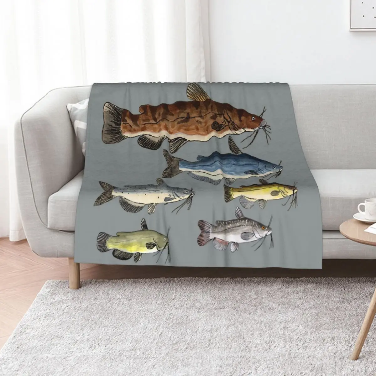 

North American Catfish Family Throw Blanket Soft Plush Plaid Fashion Sofas Travel Large Blankets