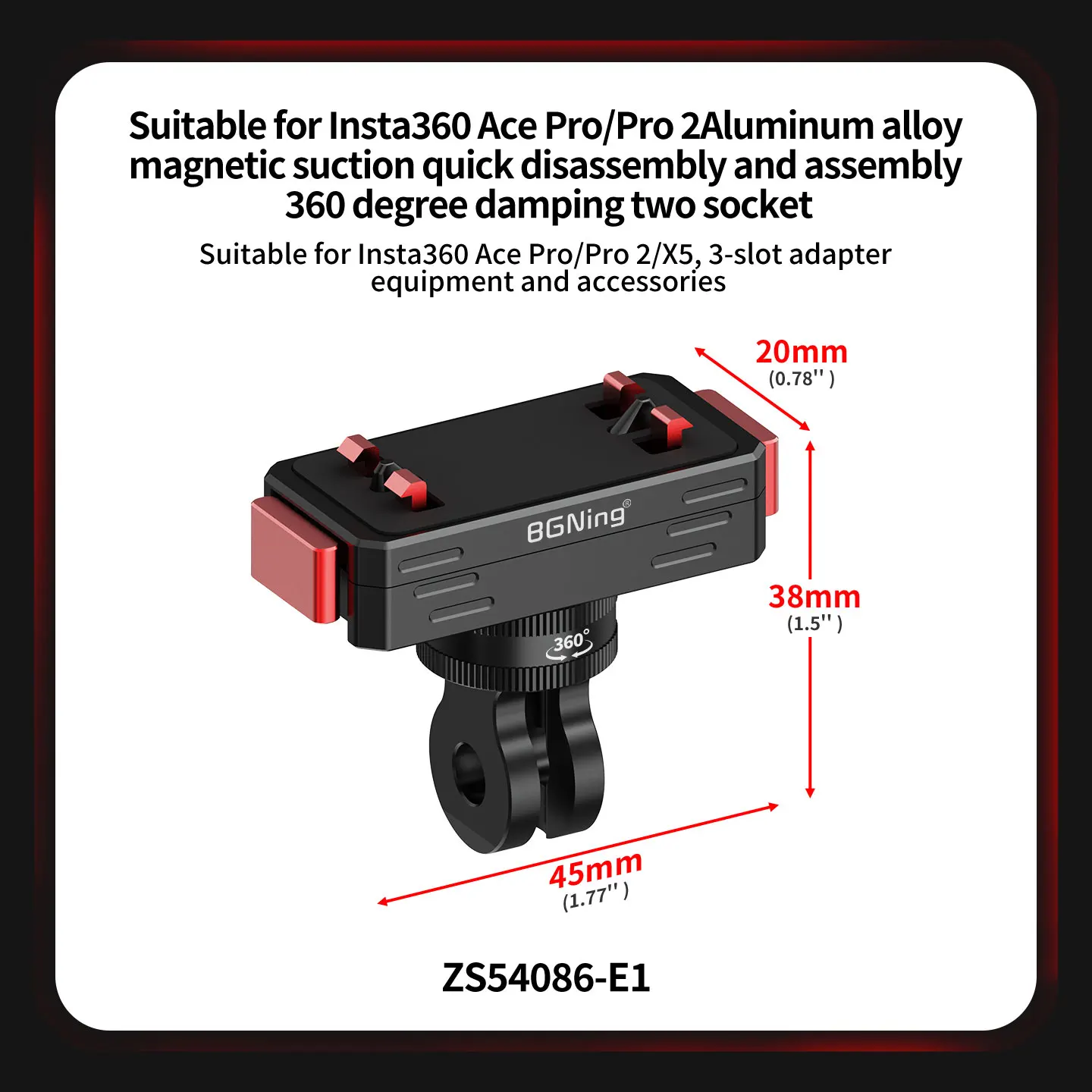 360° Dämpfende Magnetische Halterung mit Schnellverschluss aus Aluminium für Insta360 ACE AcePro 2 X4 X5 X6 Motorrad-Stativ Selfie-Stick-Halterung – Detail 16