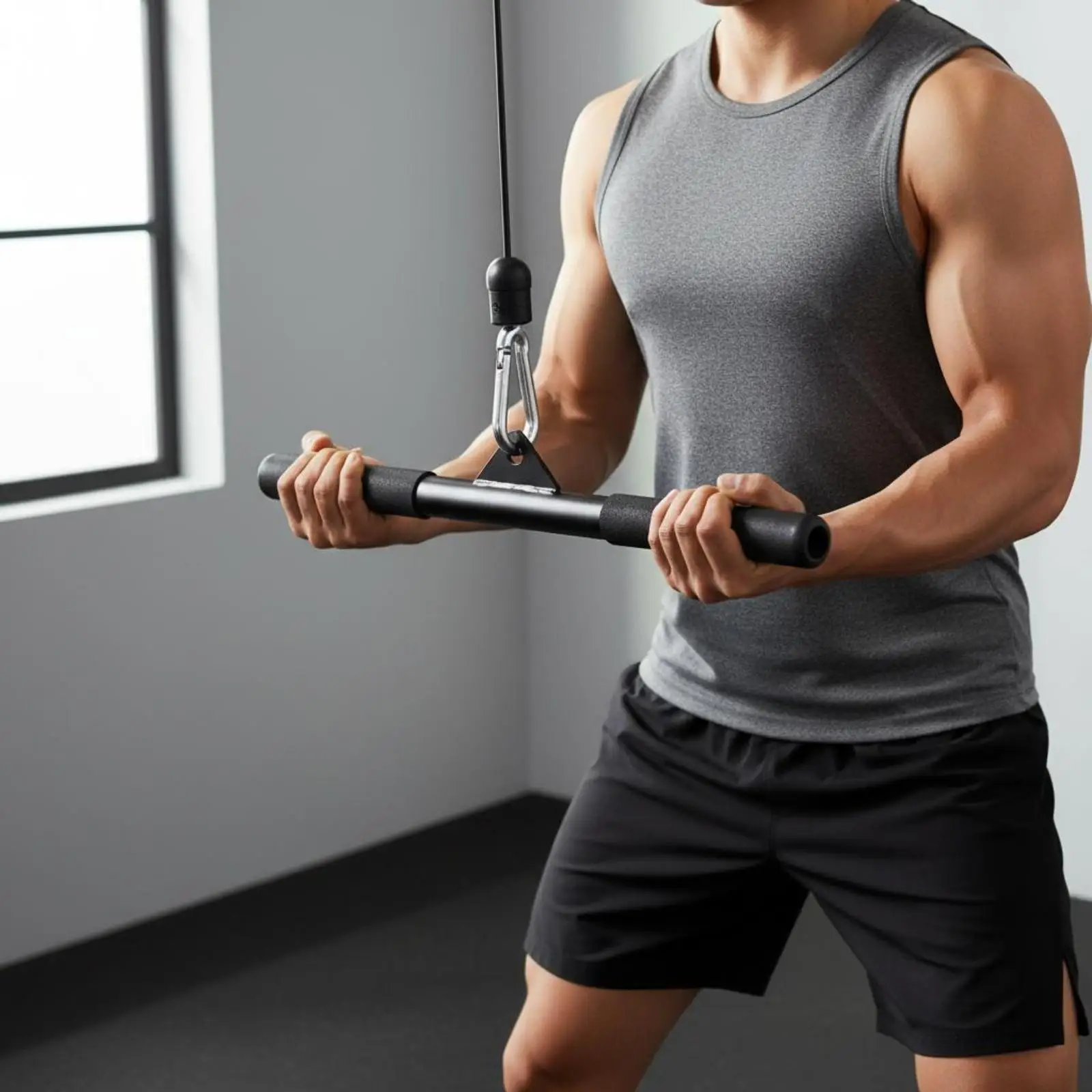 Fitness Pull Bar Adjustable Anti Slip Lat Pulldown Bar Cable Pulley Gym Accessory for Upper Body Workout