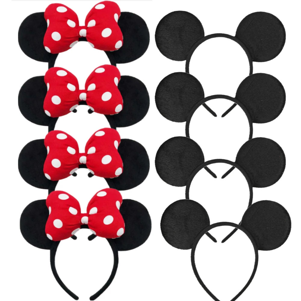 

Набор из 8 повязок на голову с ушками мышки для женщин и девочек, с бантом в горошек, аксессуары для костюмов, ободок для волос, головной убор для вечеринки в стиле принцессы