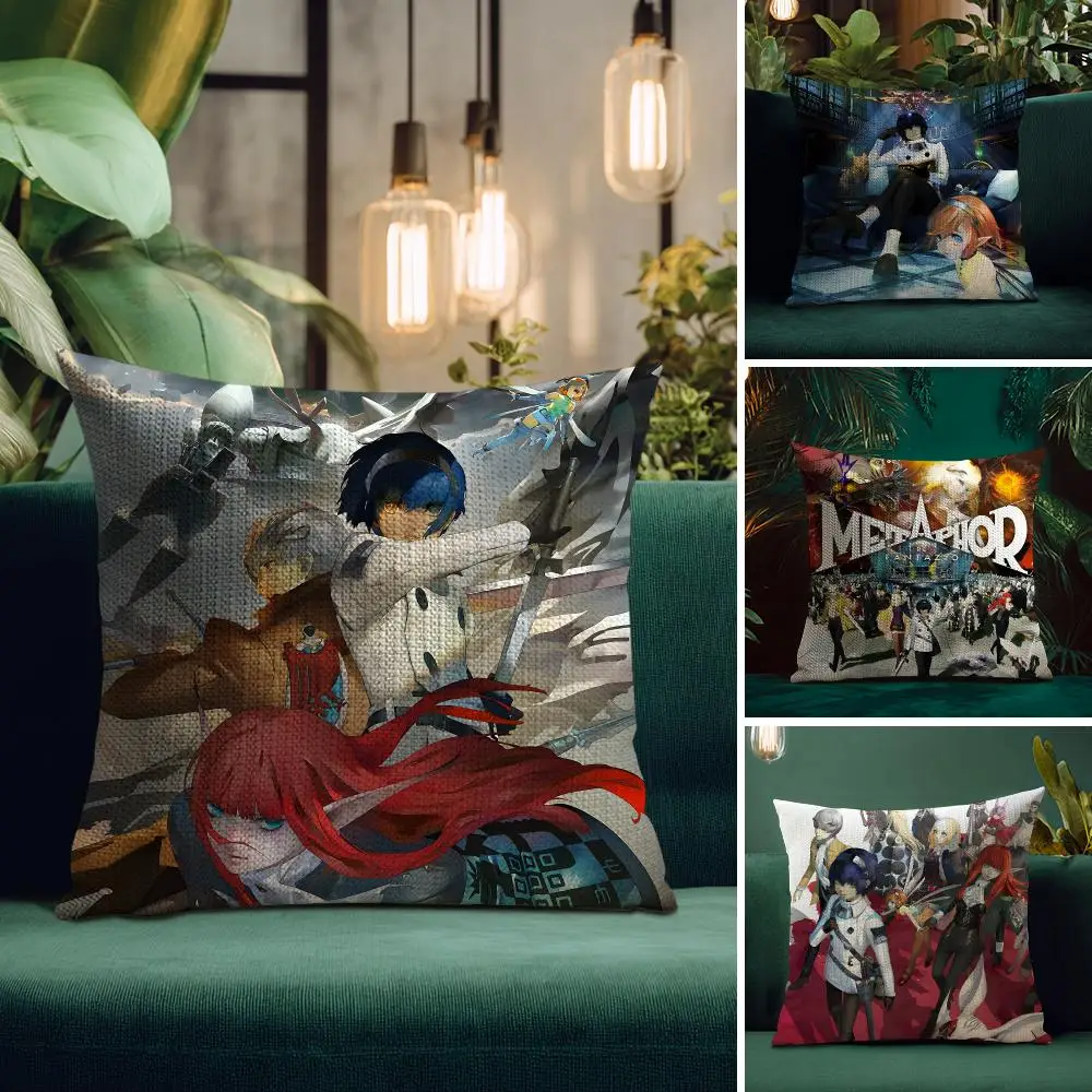 New Game M-Metaphor ReFantazio Cushion Cover Organic Linen Square Pillow Case Durable Non-Allergenic And Kind To Skin
