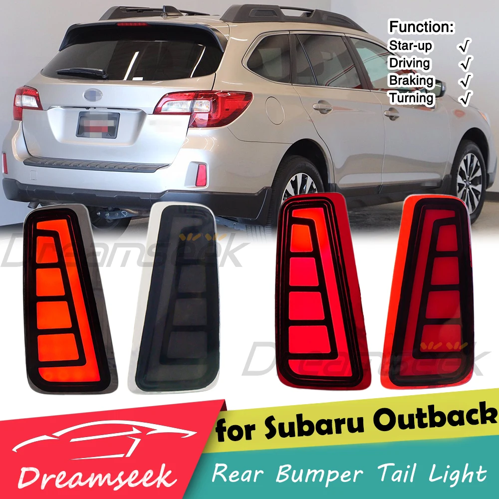 LED Rear Bumper Tail Light for Subaru Outback 2015-2020 Reflector Brake Lamp w/ Sequential Dynamic Turn Signal Auto Accessories