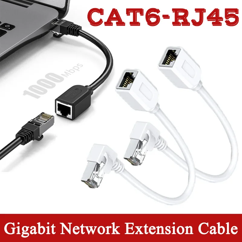 CAT6 RJ45 Gigabit Network Extension Line Industrial Male to Female 90 Degree Angled Ethernet Cable Copper CAT5E RJ45 Extender