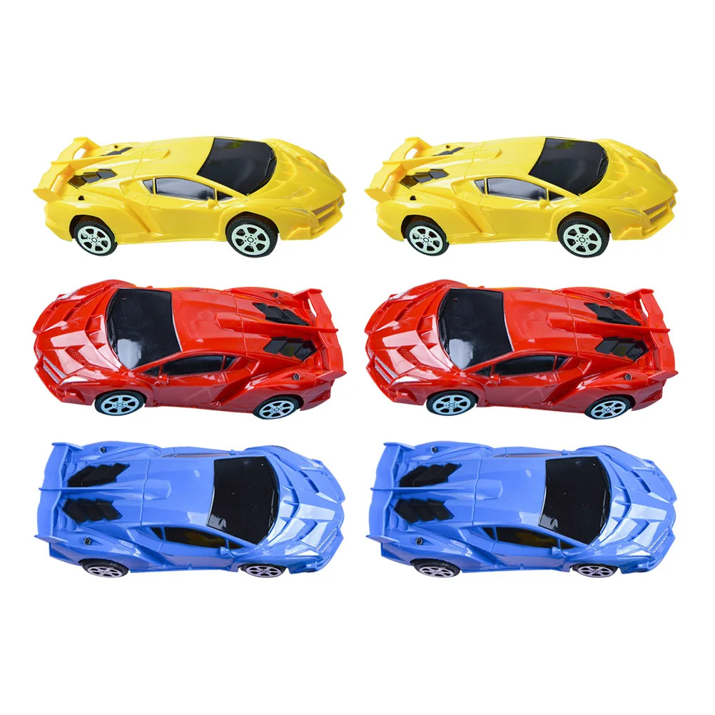 6Pcs Cartoon Push Car Friction Powered Inertial Vehicle Set Bright Color Compact Design Fun Interactive for Children