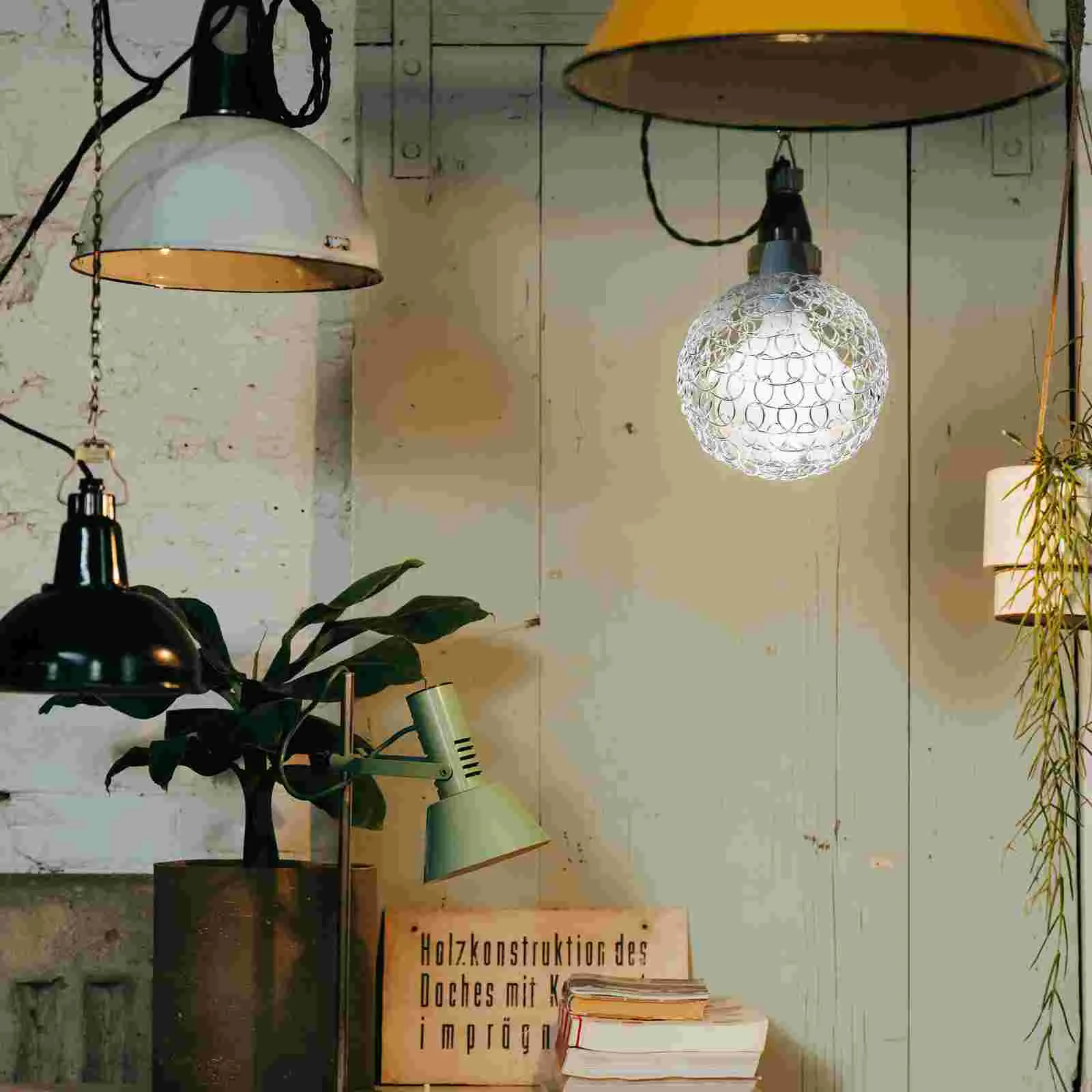 Light Bulb Wrought Iron Lampshade Unique Shades Frames Chicken Wire Pendant Light Small for Table Globe Modern Farmhouse